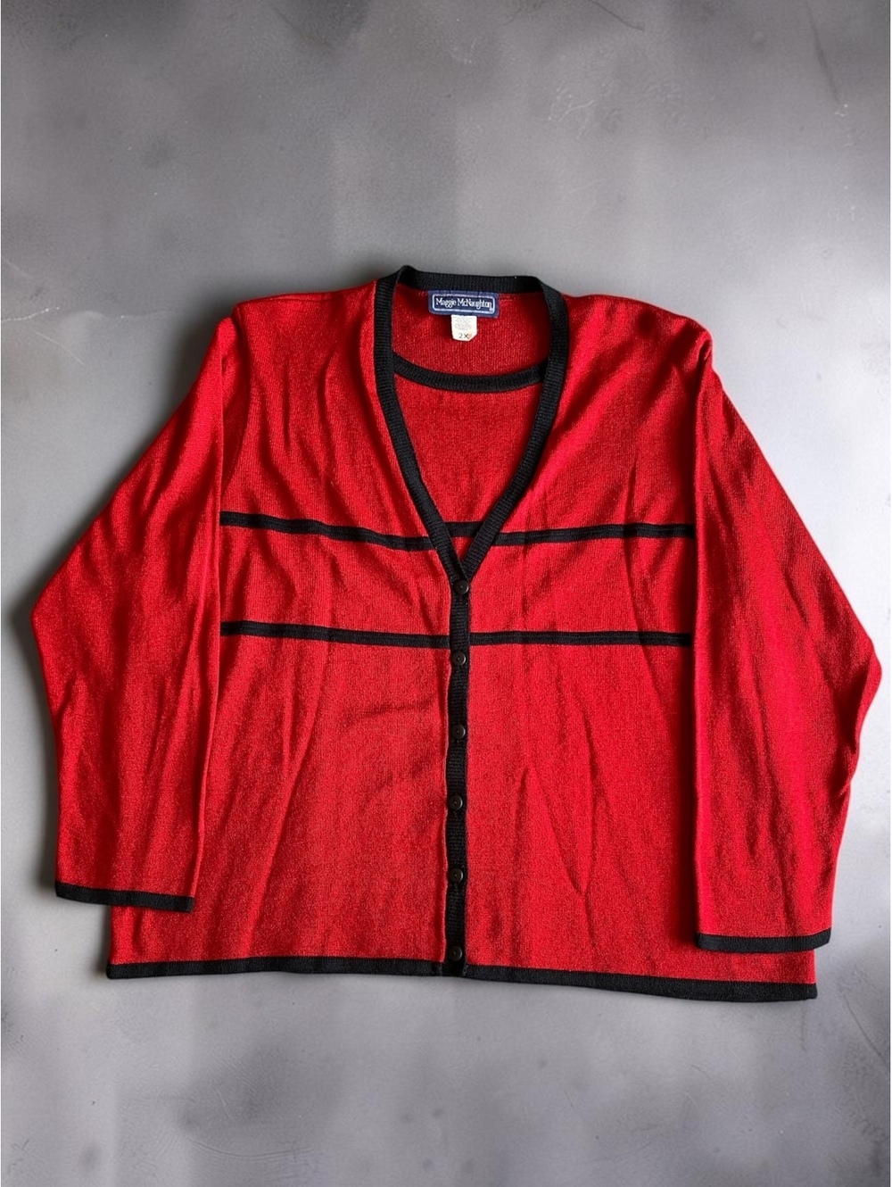 Women Cardigan Sweater 2X Regular Fit Acrylic Vintage 90s Button Long Sleeve